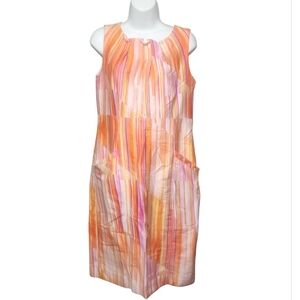 Sharon Young Multicolor Sleeveless Paintbrush Striped Midi Dress Size 6
